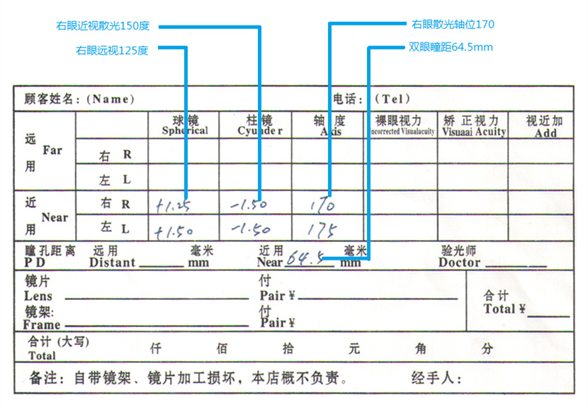 验光单